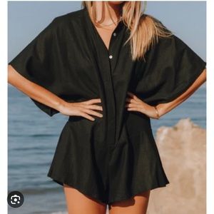 Daily Drills Linen Black Romper